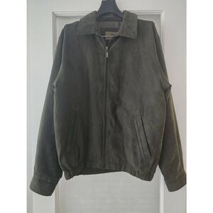 Mens Rainforest Faux Suede Bomber Style Jacket Dark Olive‎ Green Size Small